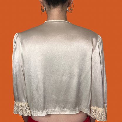 the moonwake : vintage 60’s satin bed jacket by stella fagin